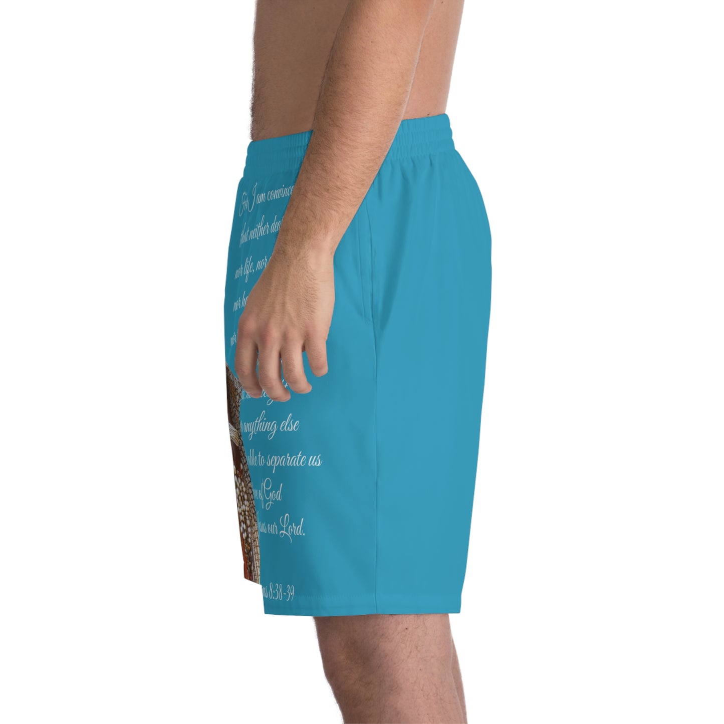 African Angel Men's Elastic Beach Shorts - Bold Heritage Design With Uplifting Bible Verse