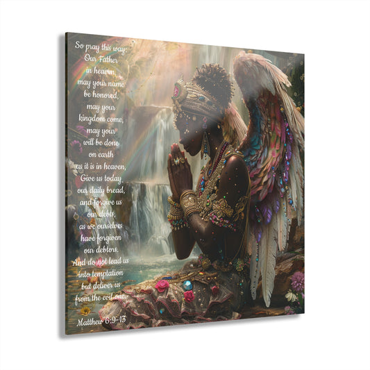 A Praying Angel Acrylic Print With THE LORD’s Prayer