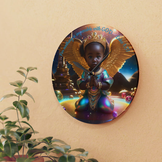 Acrylic Wall Clock With Praying Angel